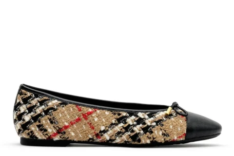 Burberry Check Bouclé Highgate Ballerinas "Sand beige" Dames schoenen