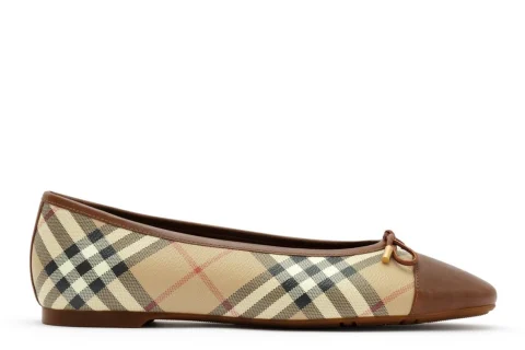 Burberry Check Canvas Highgate Ballerinas "Archive beige" Dames schoenen