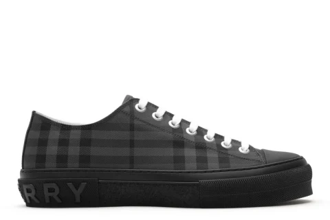 Burberry Check Nylon Blend "Iron grey" Heren schoenen
