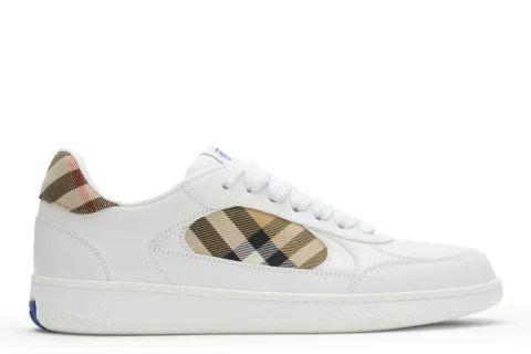 Burberry Leather and Check Terrace Sneakers​ "White sand beige" Heren schoenen