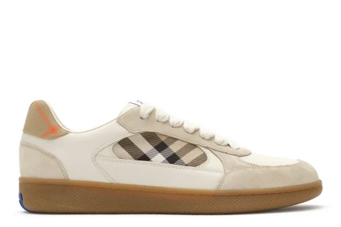 Burberry Leather, Suede and Check Terrace Sneakers​ "Dove beige grey sand beige" Heren schoenen